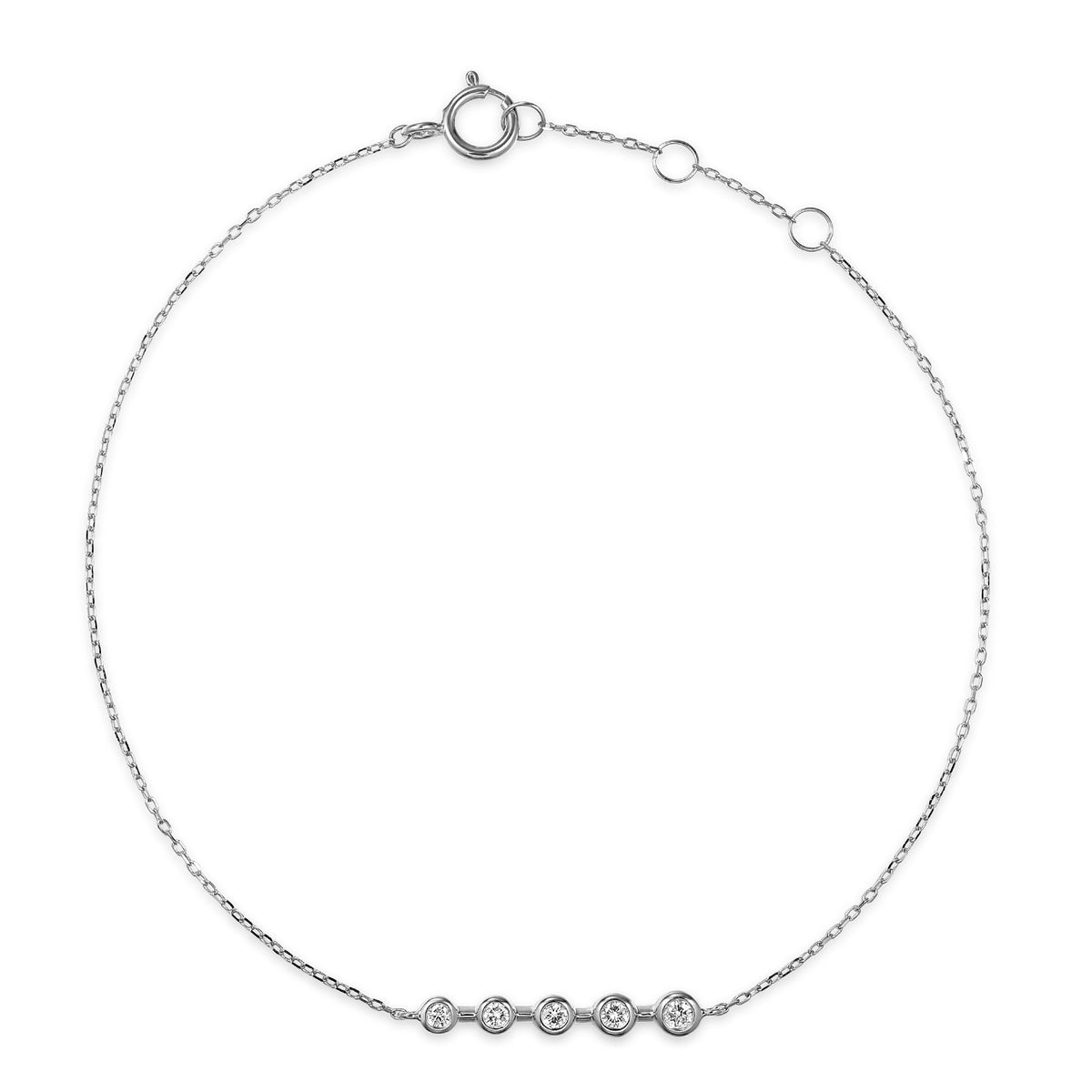 Rubover five diamond bracelet in 18k white gold