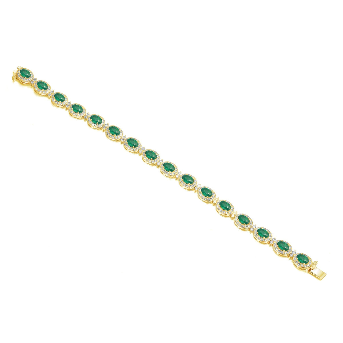 18k Yellow Gold Oval Emerald & Diamond Halo Bracelet – The Real Gem