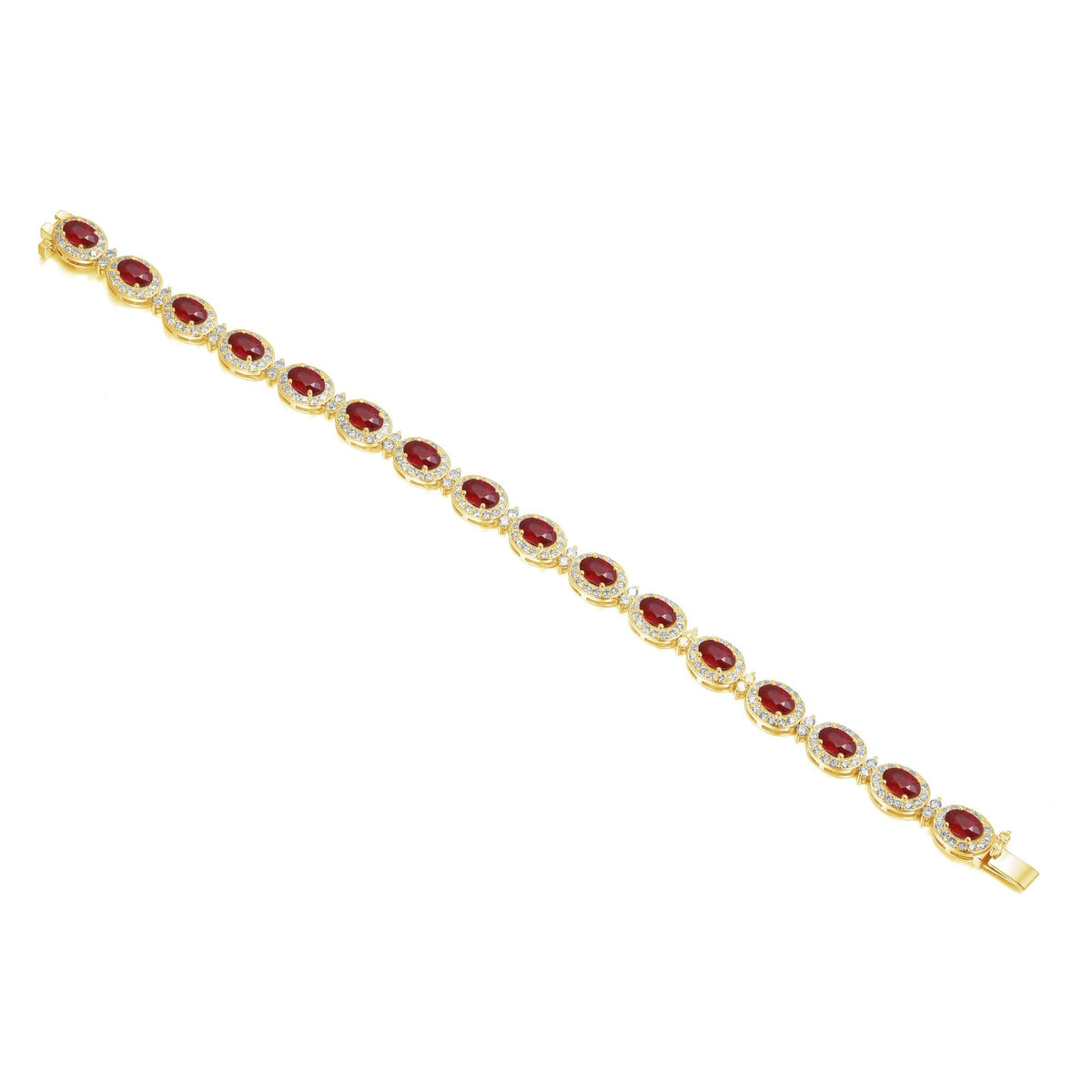 18k Yellow Gold Oval Ruby & Diamond Halo Bracelet – The Real Gem