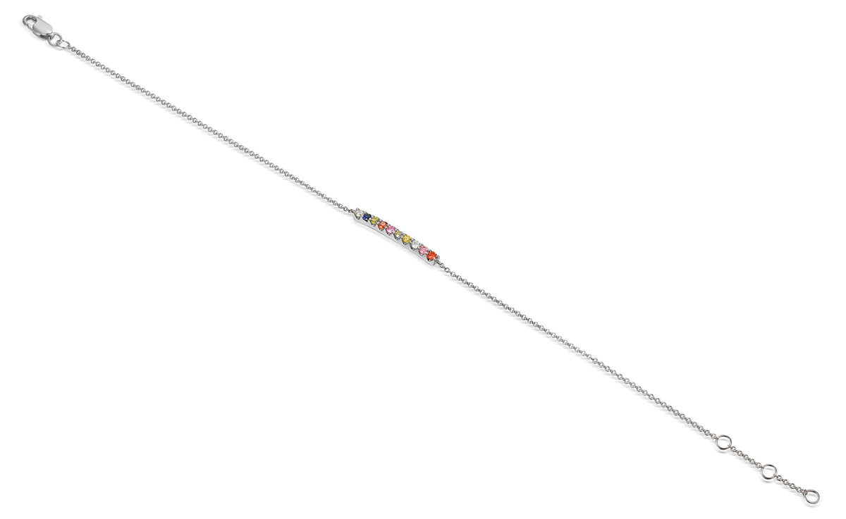 Rainbow sapphire and diamond bracelet in 18k white gold