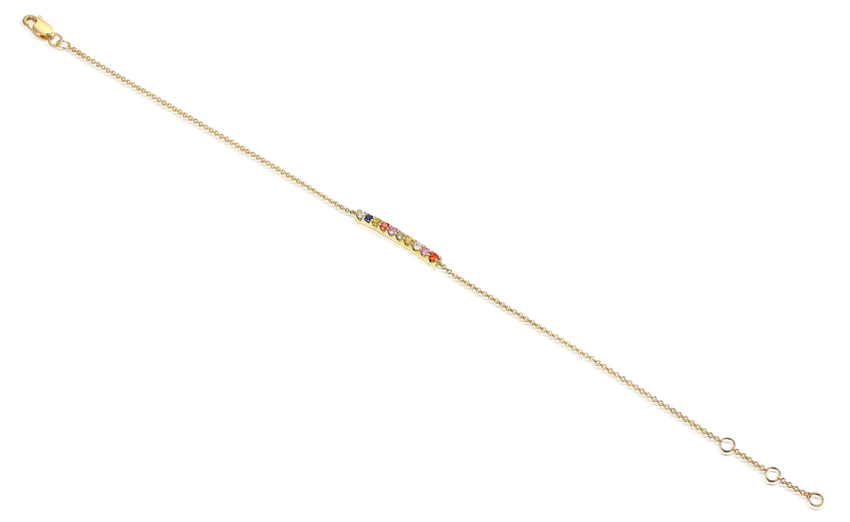 Rainbow sapphire and diamond bracelet in 18k yellow gold