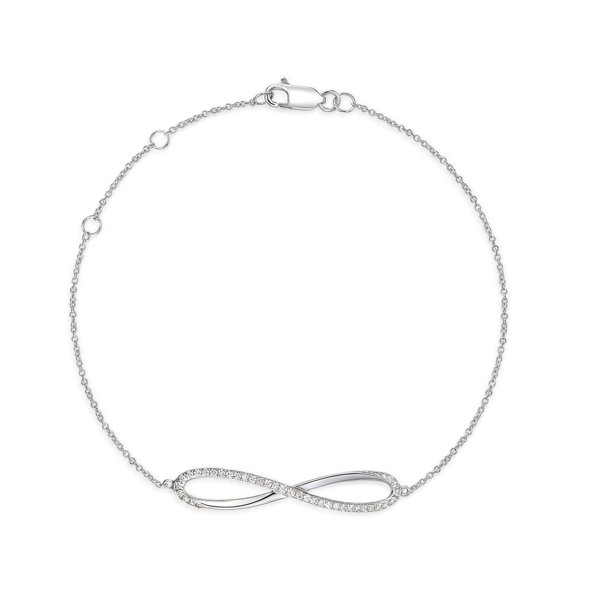 Diamond infinity bracelet in 18k white gold