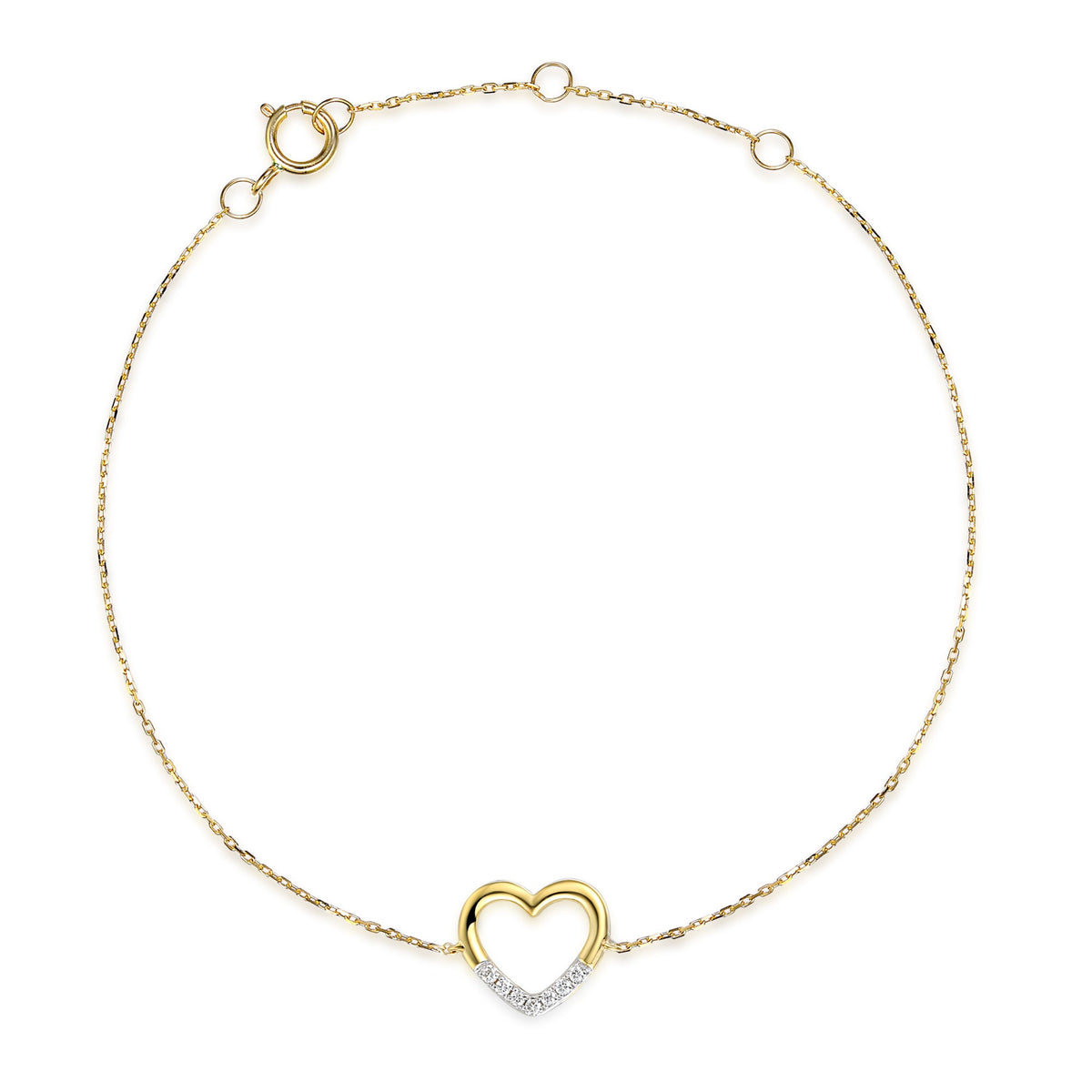 18k Yellow Gold Diamond Heart Bracelet – The Real Gem