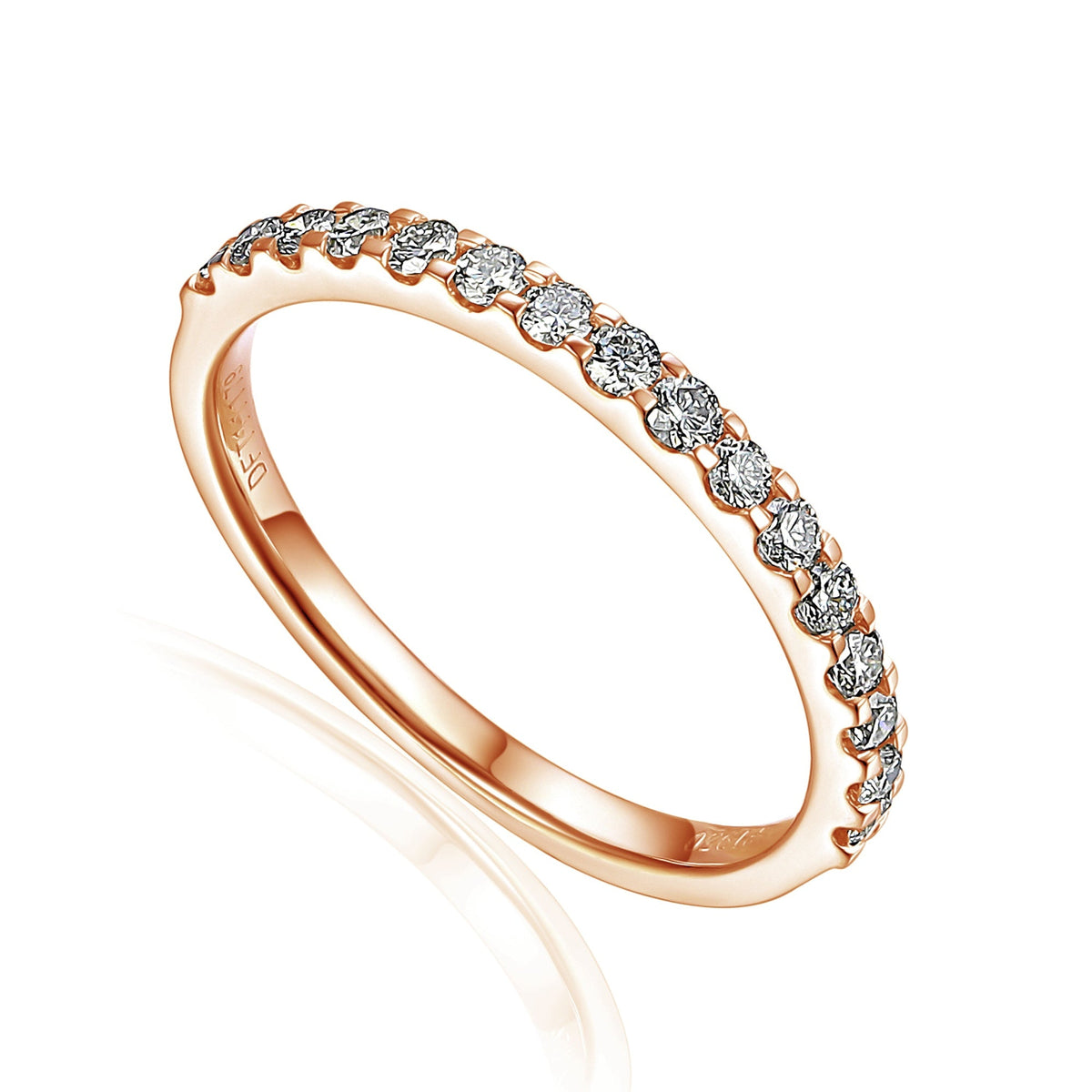 18k Rose Gold 18k Rose Gold Round Brilliant Cut Diamond Micro Set Half Eternity Ring – The Real Gem