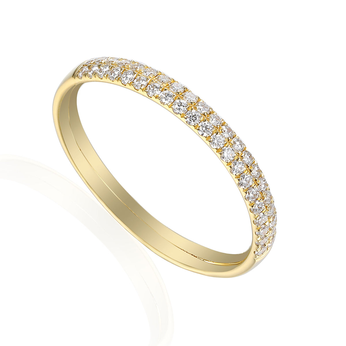 18k Yellow Gold Double Row Diamond Micro Set Eternity Ring - The Real Gem