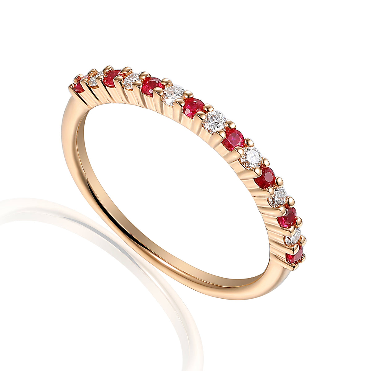 18k Rose Gold Ruby And Diamond Half Eternity Ring - The Real Gem