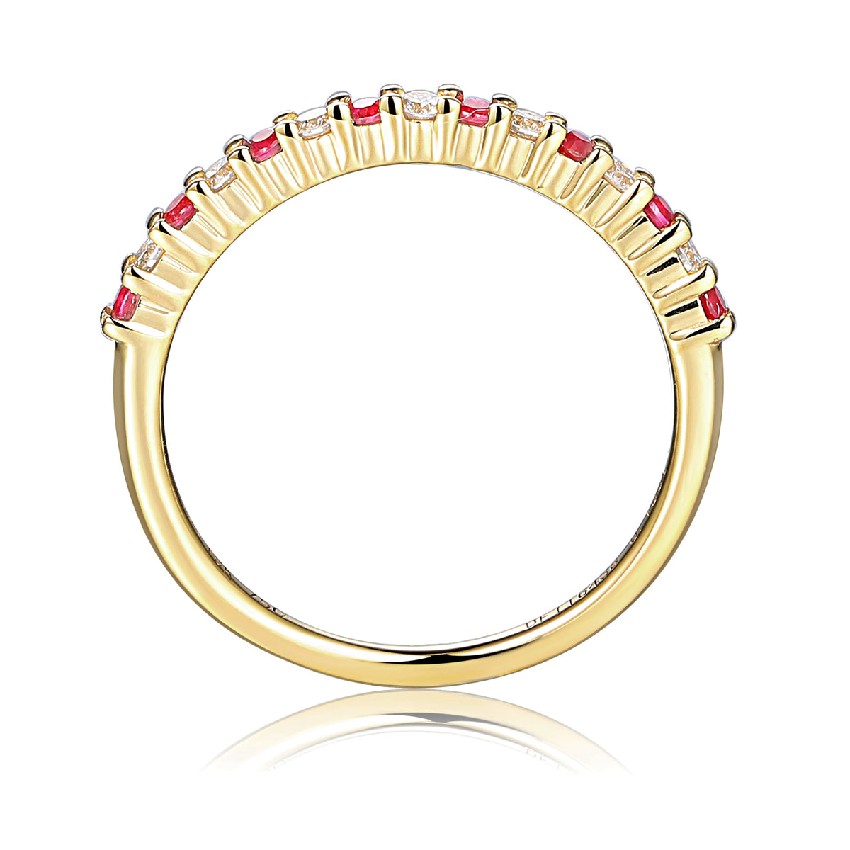 Ruby And Diamond Half Eternity Stacking Ring