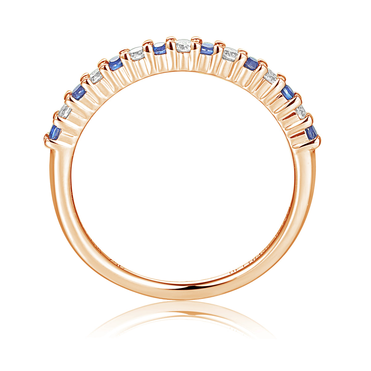 Blue Sapphire And Diamond Half Eternity Stacking Ring