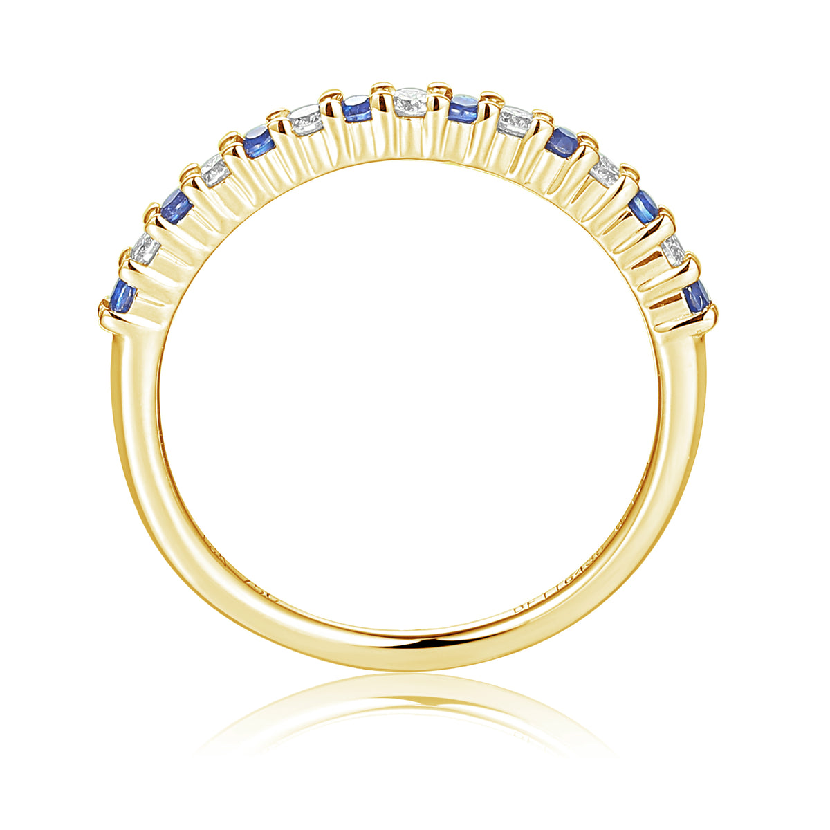 Blue Sapphire And Diamond Half Eternity Stacking Ring