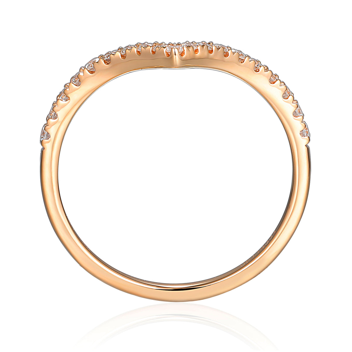 Diamond wishbone half eternity ring in 18k rose gold
