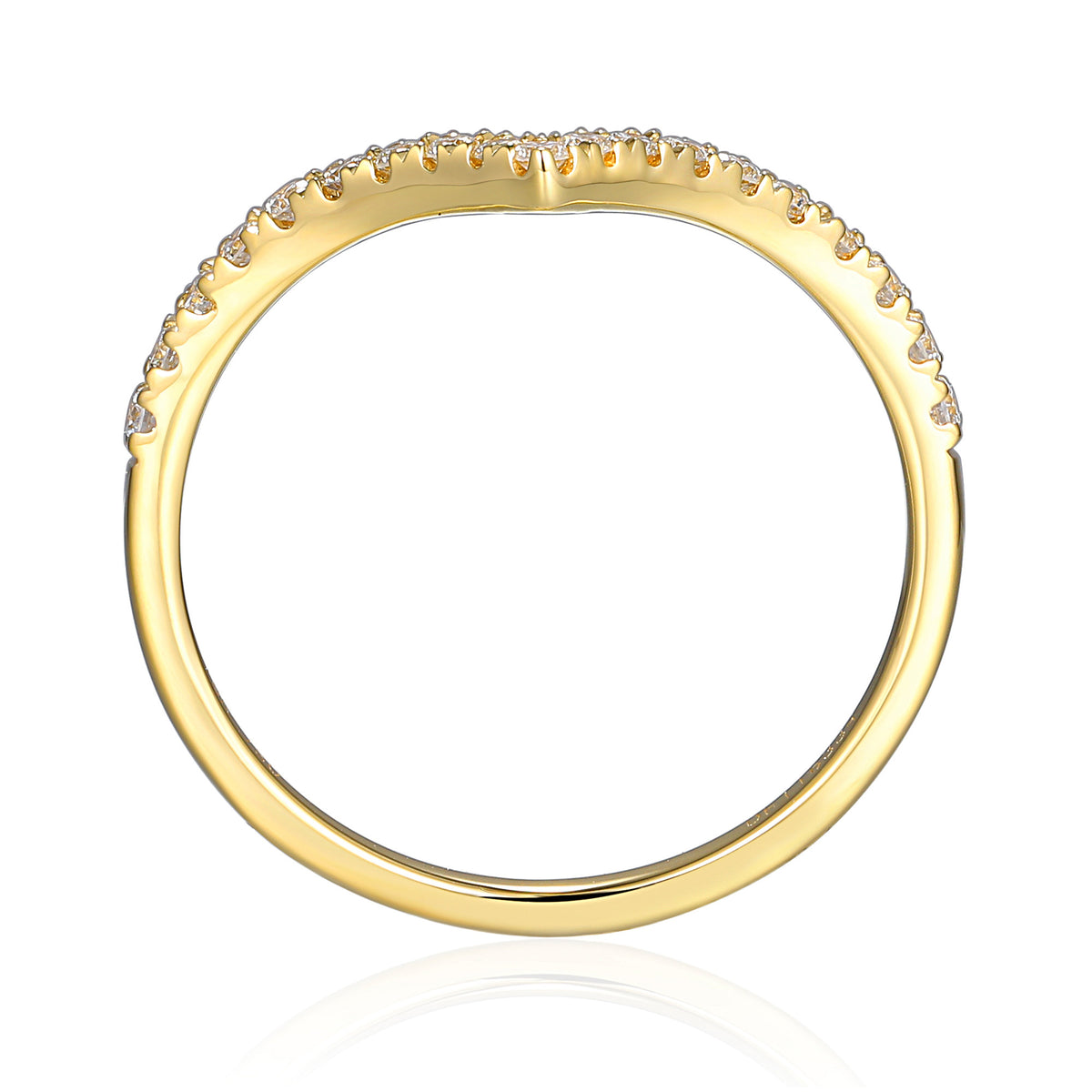 Diamond wishbone half eternity ring in 18k yellow gold