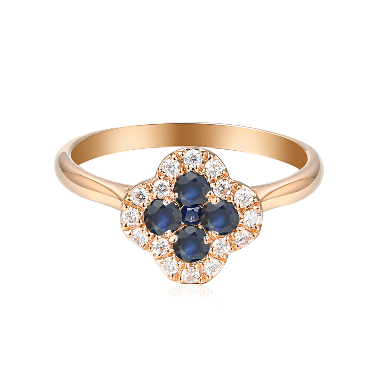 Blue Sapphire and Diamond Clover Cluster Ring G/SI