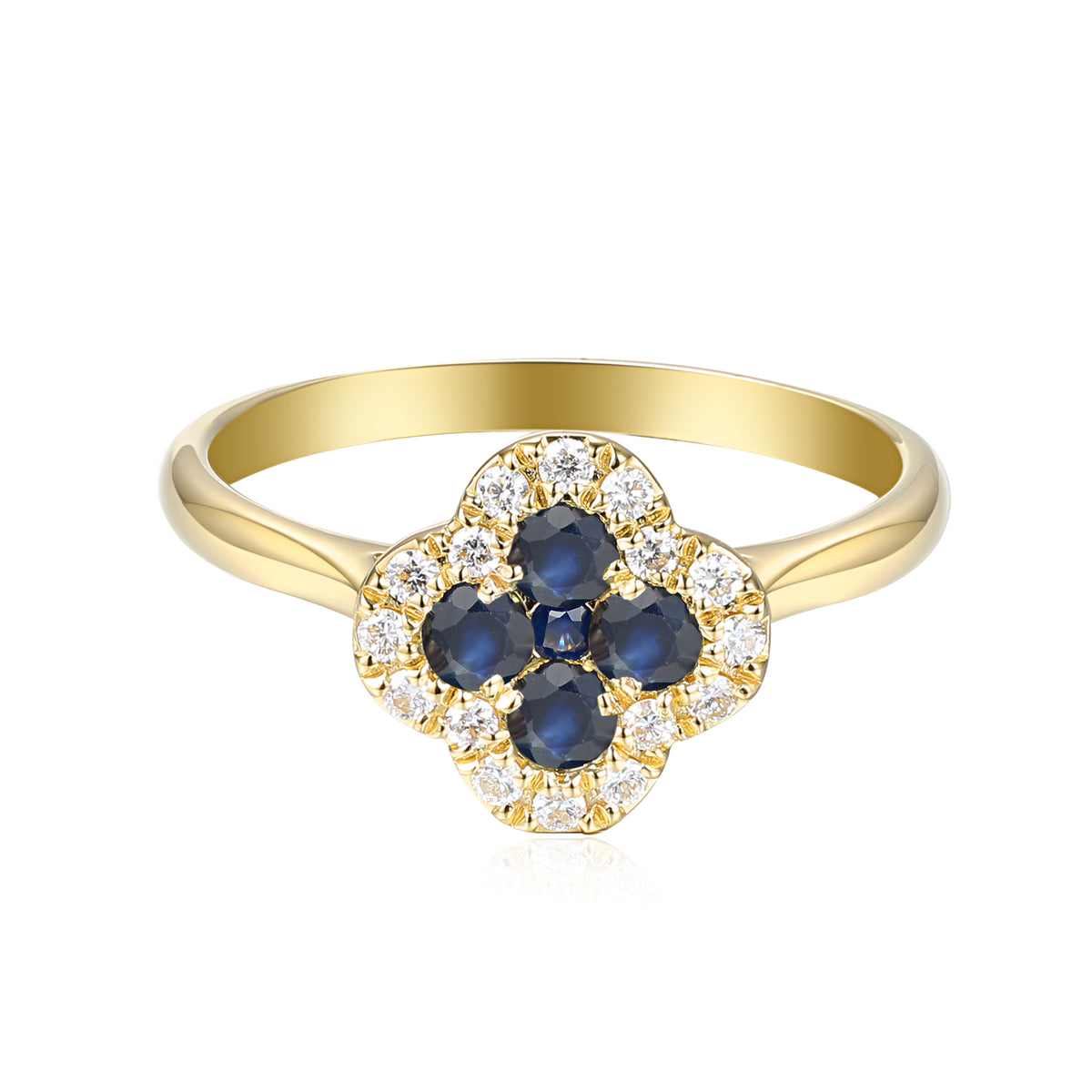Blue Sapphire and Diamond Clover Cluster Ring G/SI