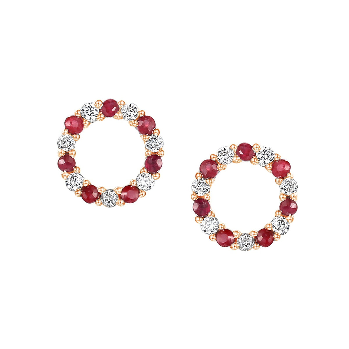 Ruby and Diamond Circle Stud Earrings – The Real Gem