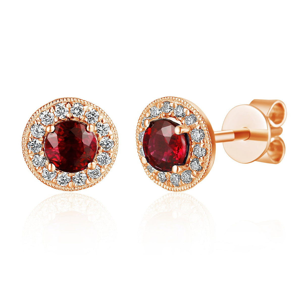 Ruby and Diamond Halo Stud Earrings – The Real Gem