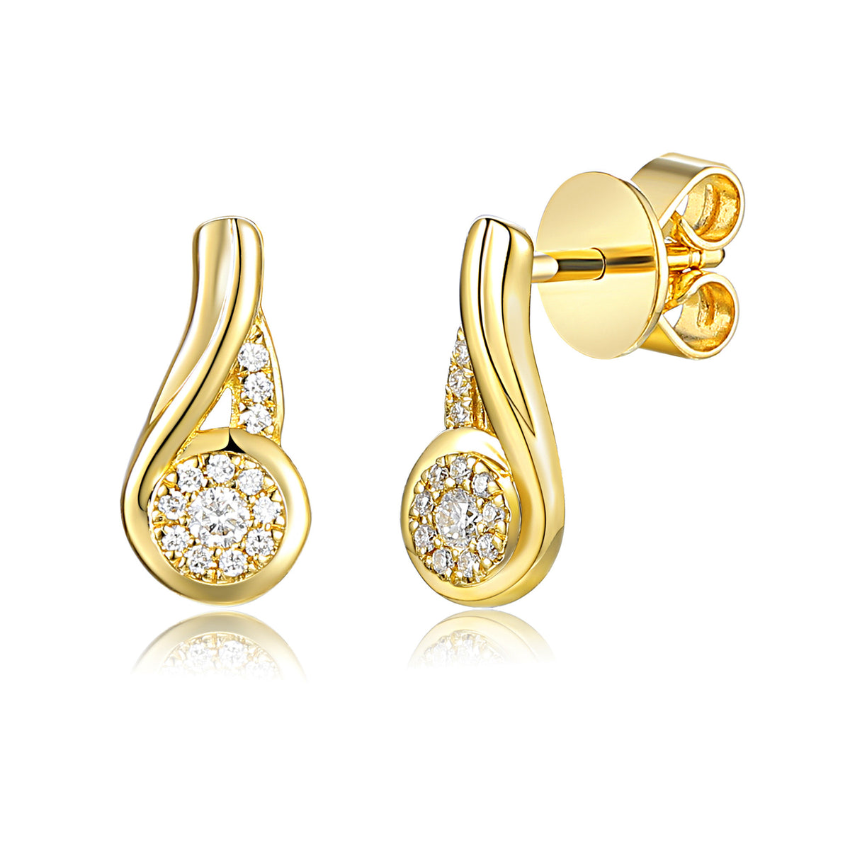 Micro set diamond drop earrings 0.10ct in 18k yellow gold