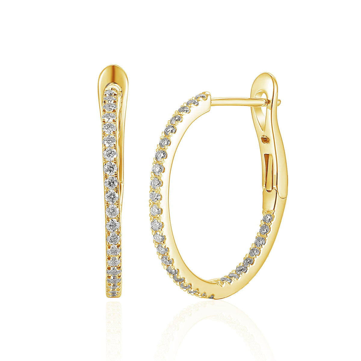 Diamond Pave Oval Hoop Earrings - The Real Gem