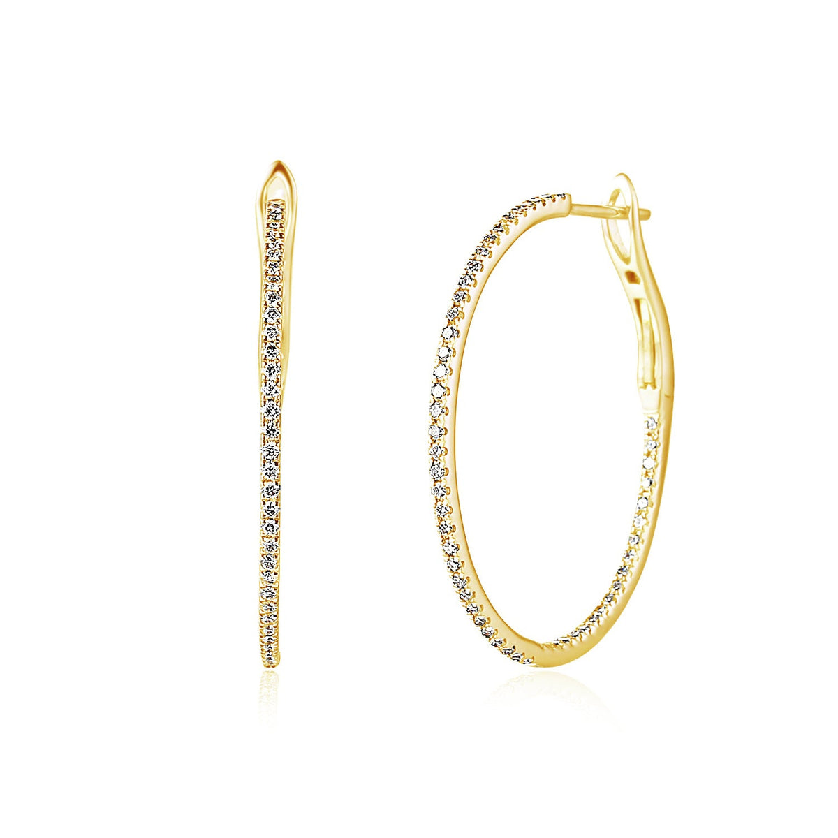 18k Yellow Gold Diamond Micro-Set Hoop Earrings – The Real Gem