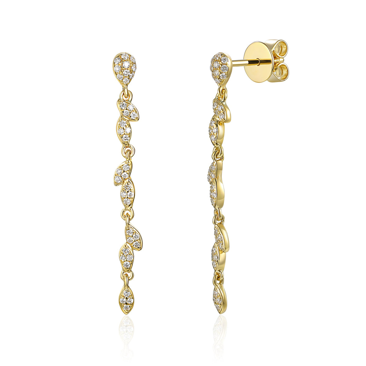 Diamond Leaf Drop Earrings Ð The Real Gem