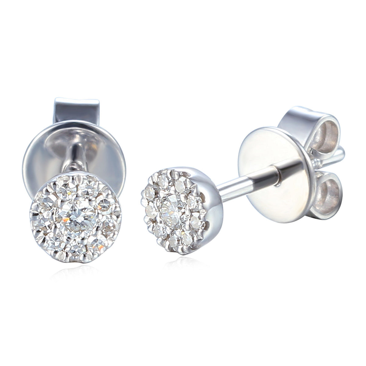 Diamond cluster stud earrings 0.10ct in 18k white gold