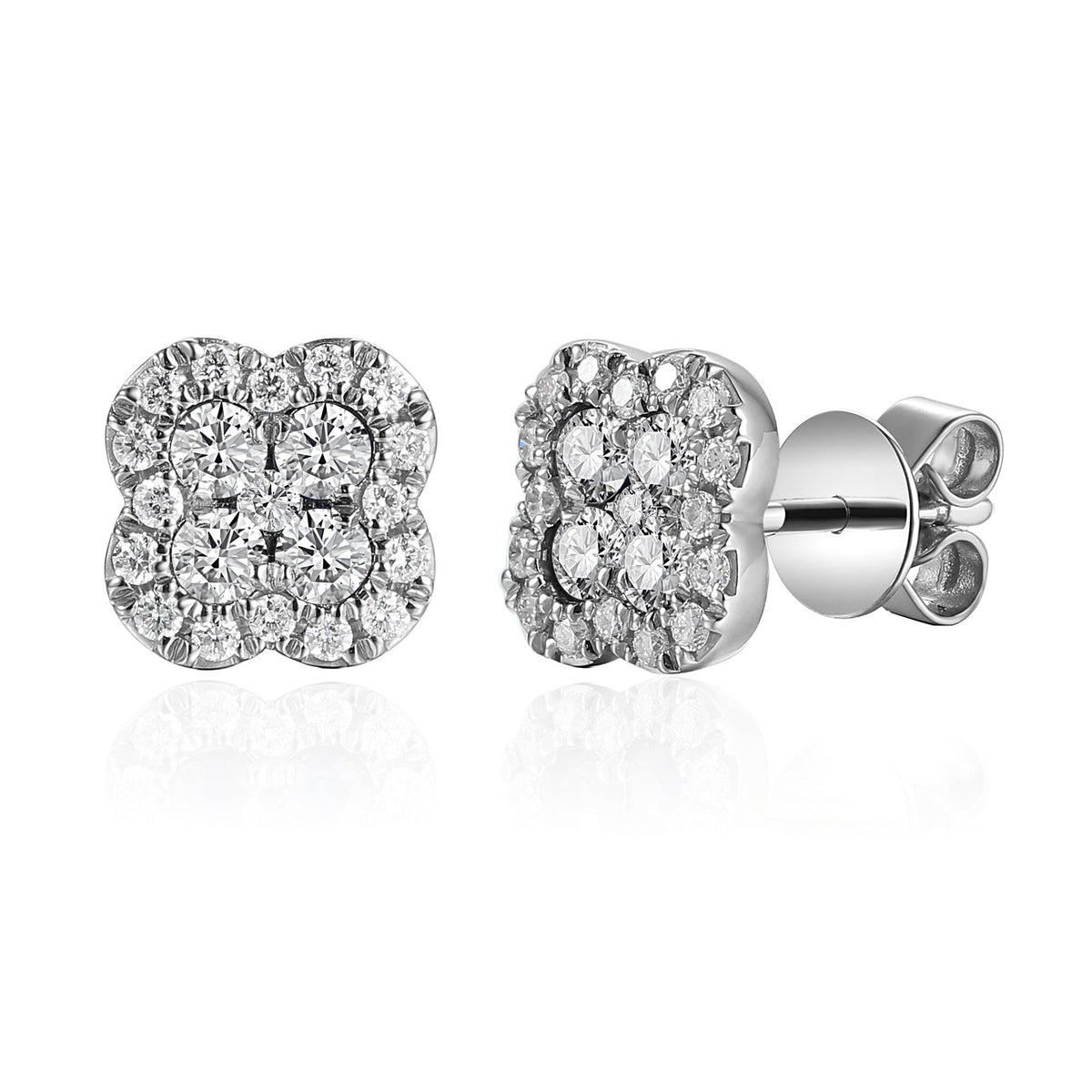 Diamond cluster earrings in 18k white gold