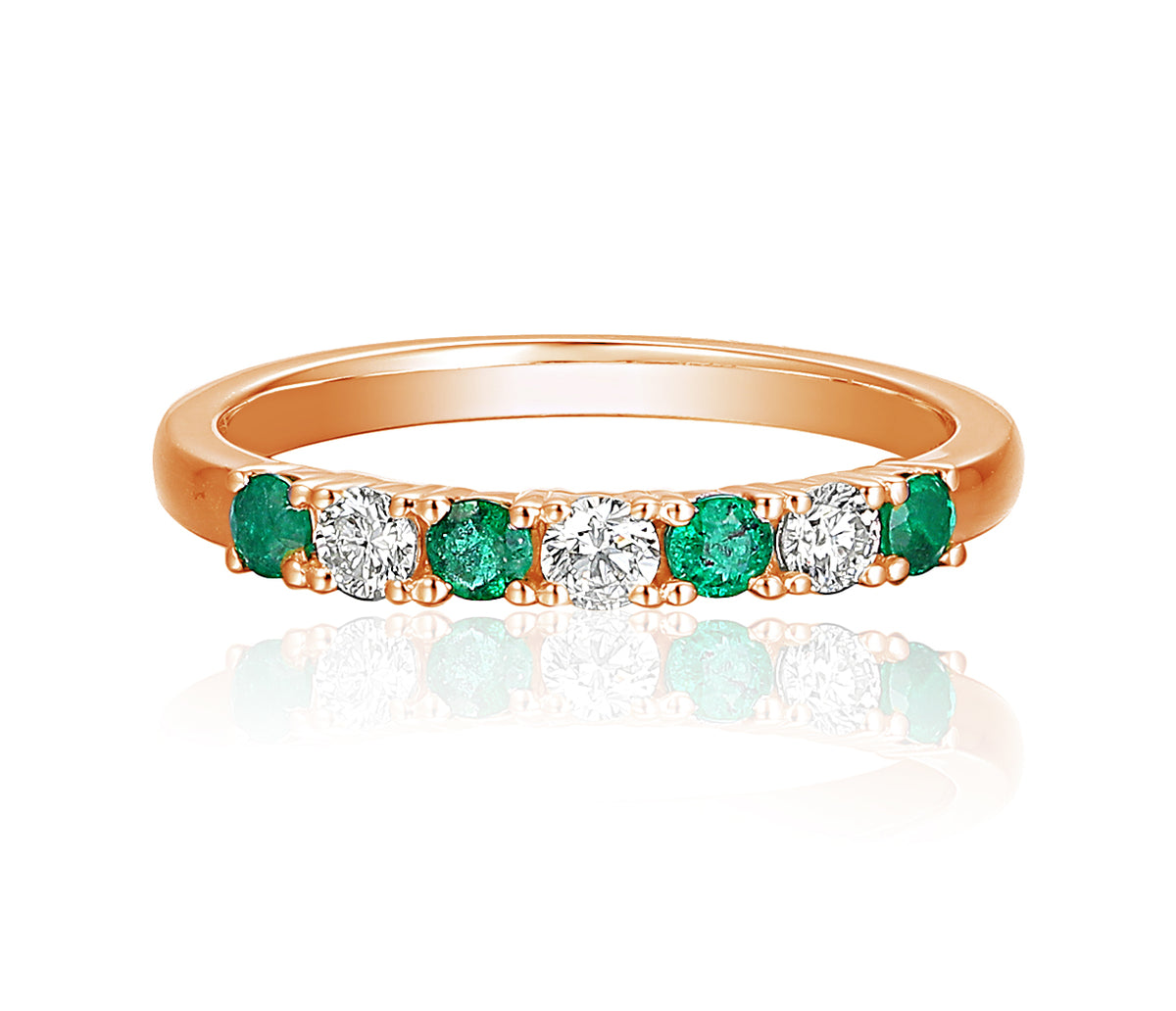 Emerald And Diamond 7 Stone Ring