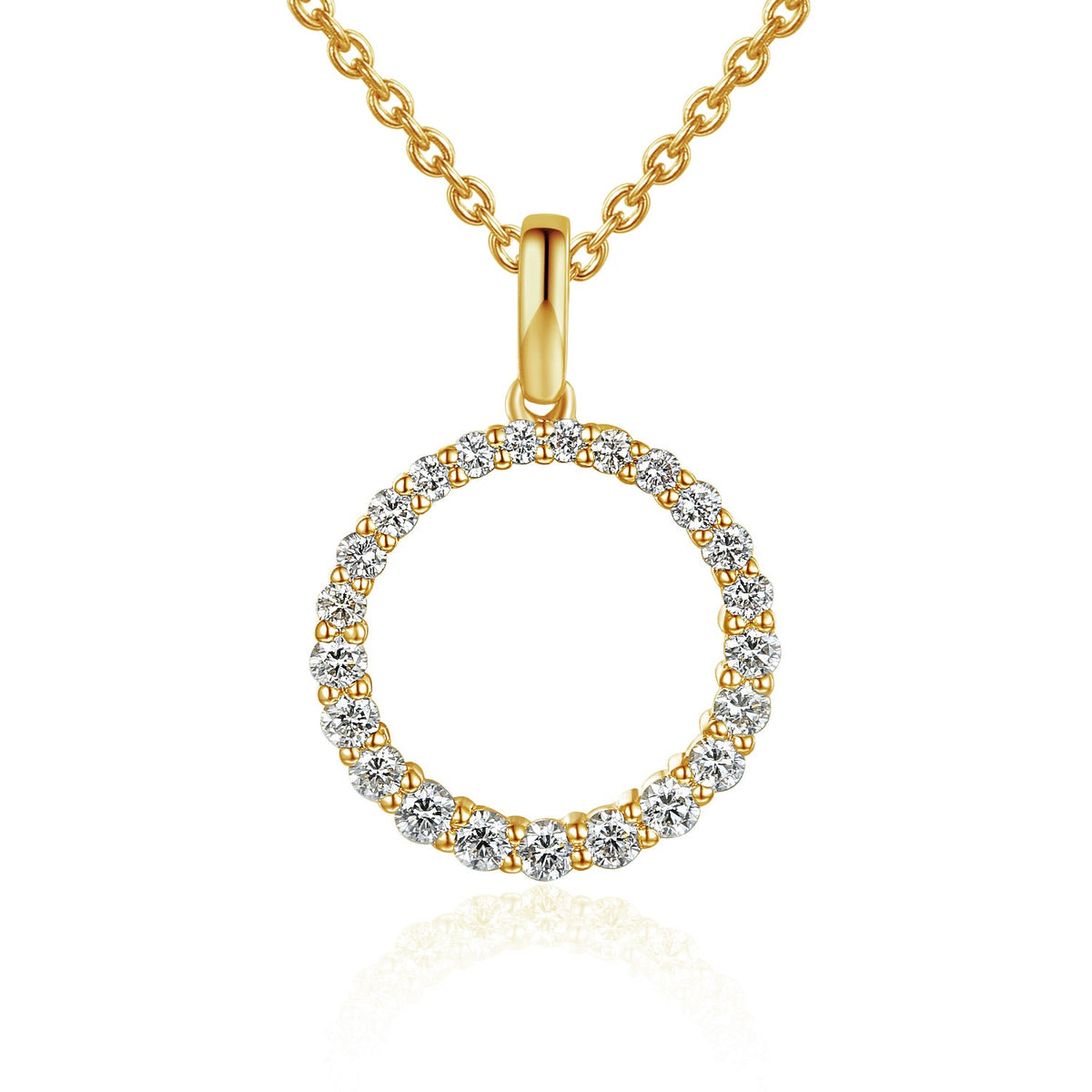 18k Yellow Gold Diamond Circle of Life Necklace - The Real Gem