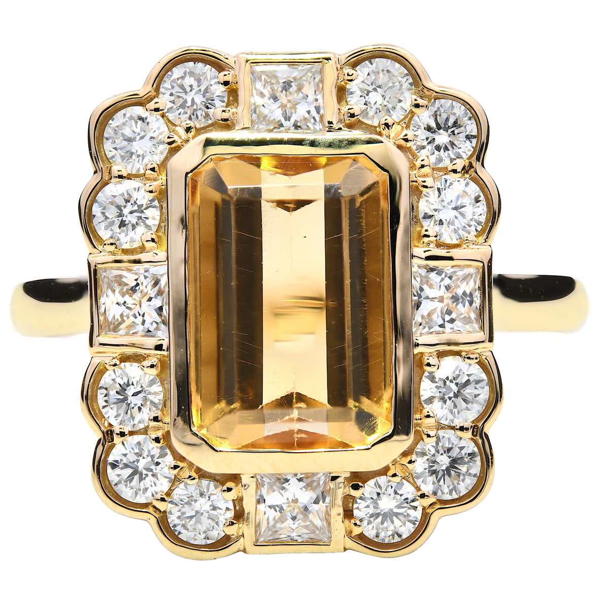 Golden Topaz 2.66ct & Diamond 0.79ct Halo Ring in 18k Yellow Gold