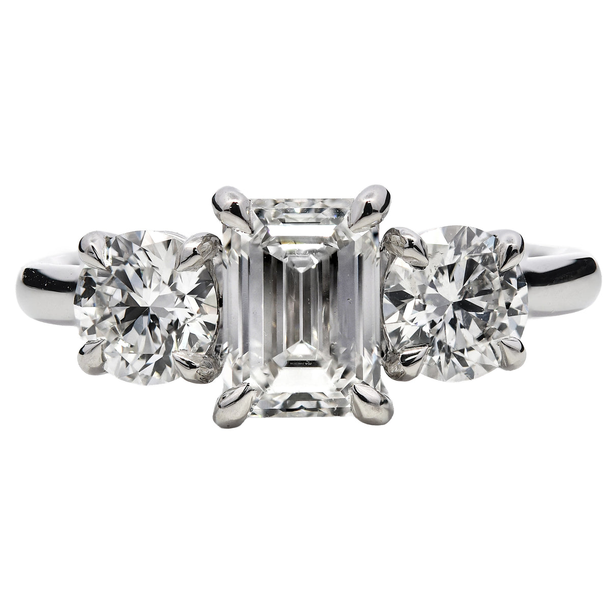 Diamond three stone ring in platinum