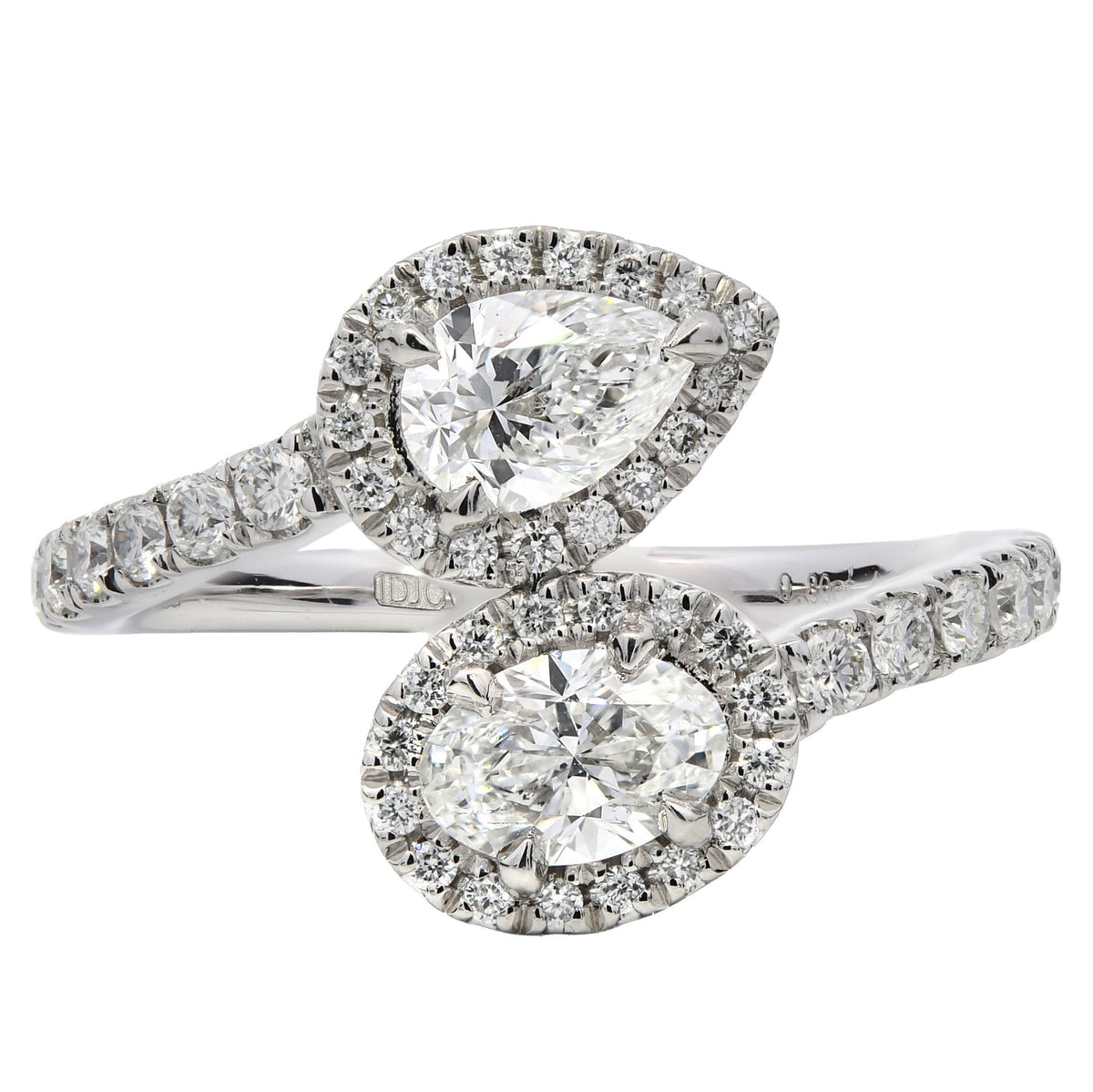 Diamond two stone ring in platinum
