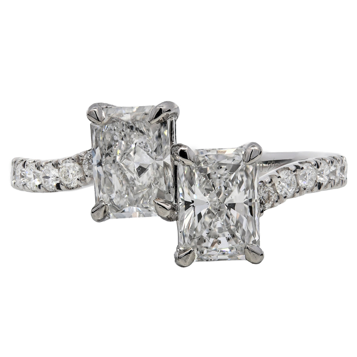 Diamond two stone ring in platinum