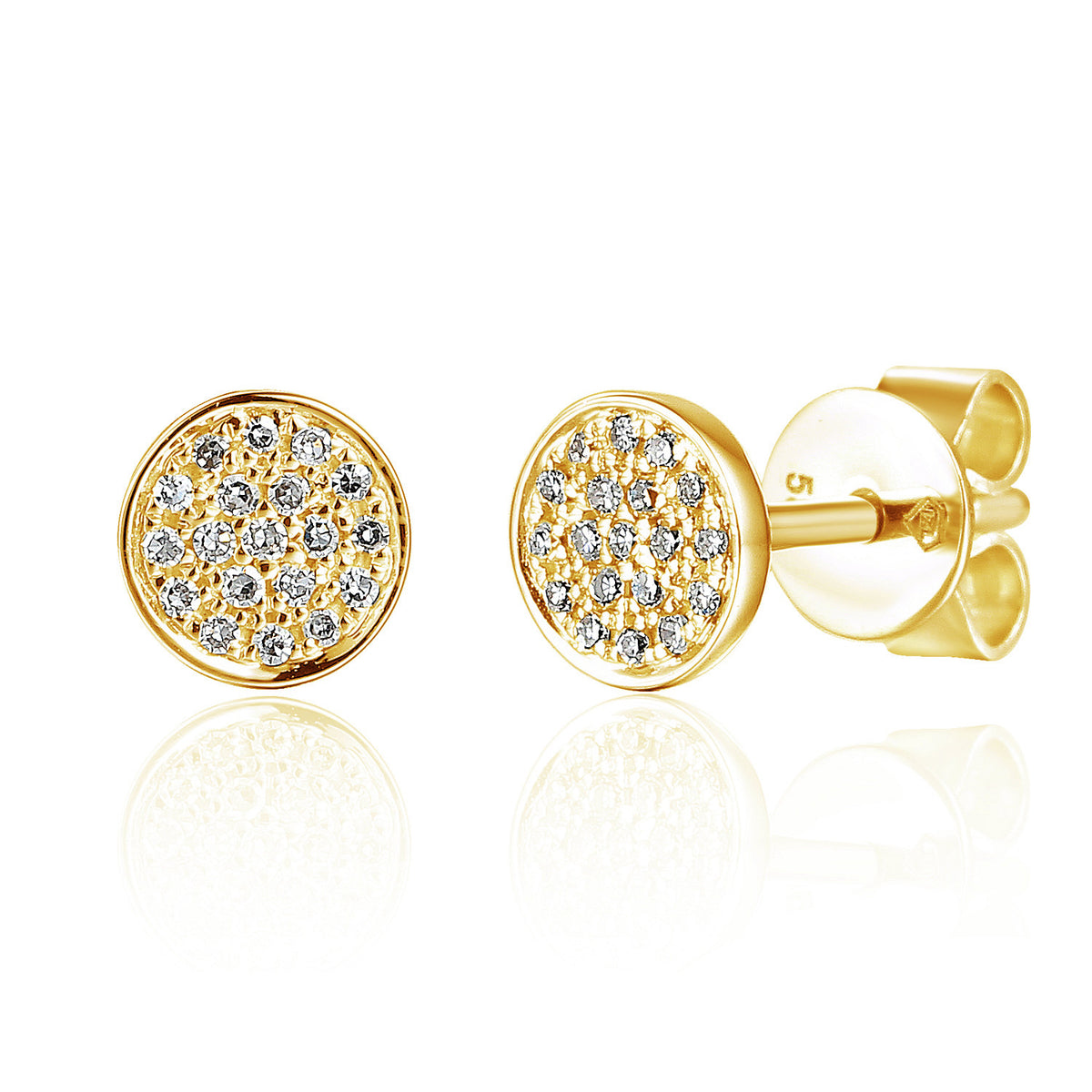 Diamond circle cluster stud earrings 0.08ct in 18k yellow gold