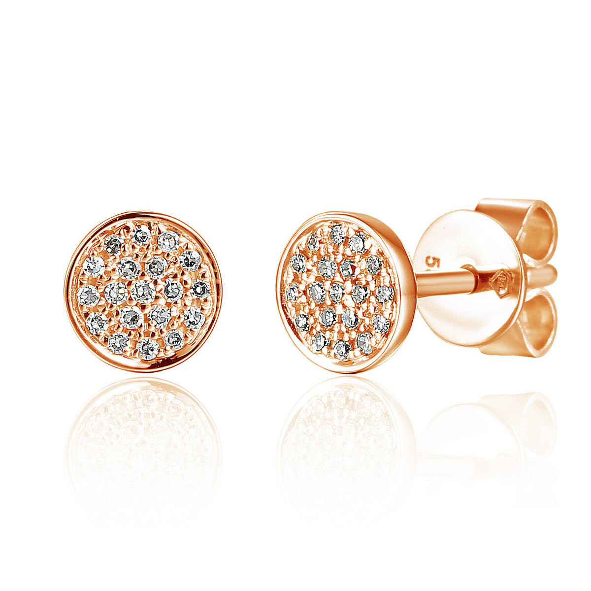 Diamond circle cluster stud earrings 0.08ct in 18k rose gold