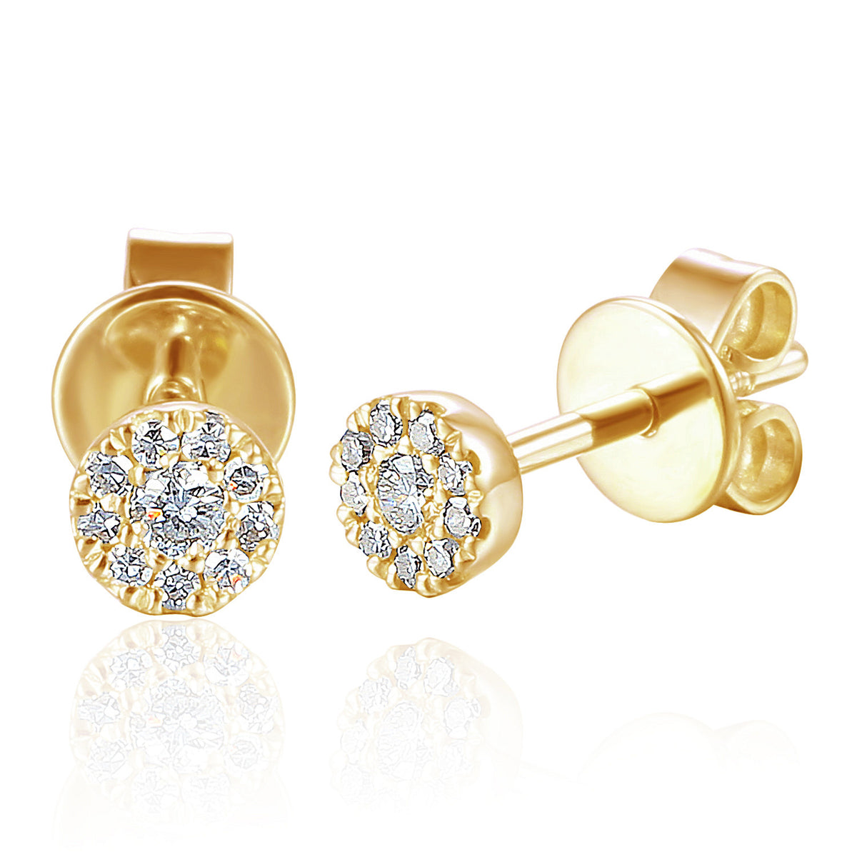 Diamond cluster stud earrings 0.10ct in 18k yellow gold