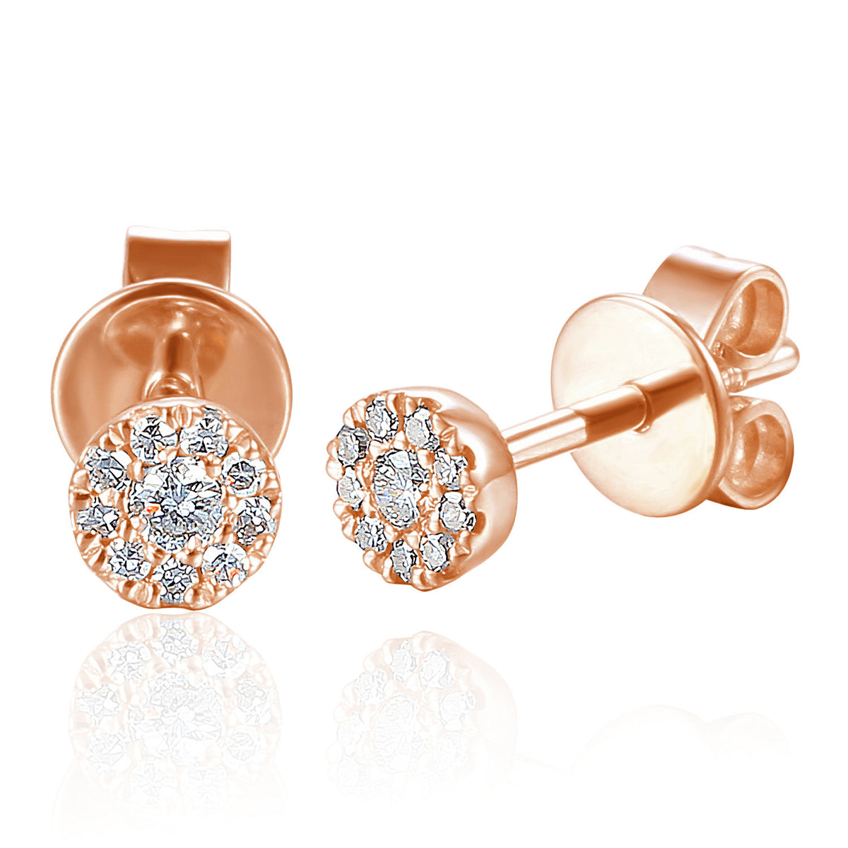 Diamond cluster stud earrings 0.10ct in 18k rose gold