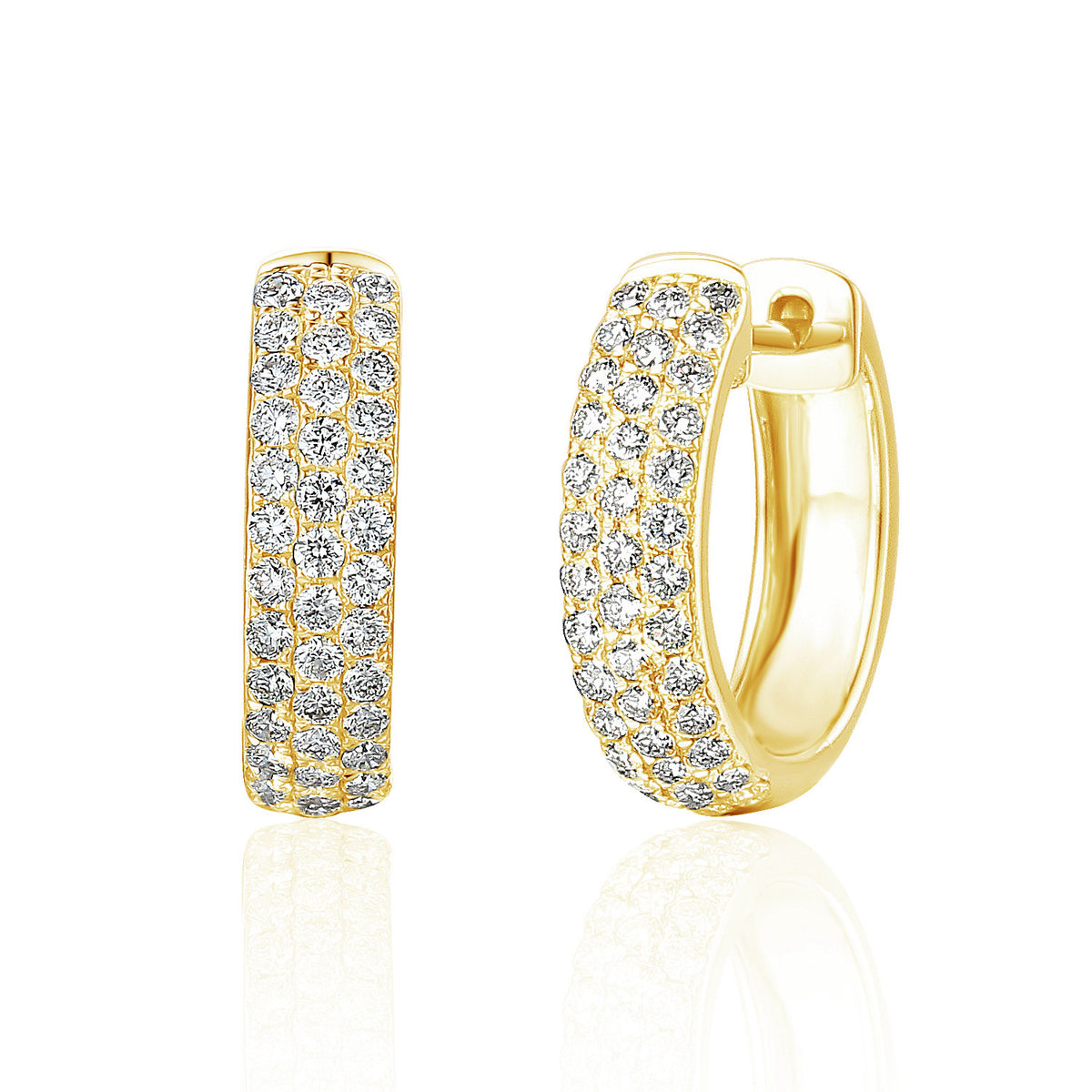 Micro set diamond hoop earrings 0.50ct in 18k yellow gold