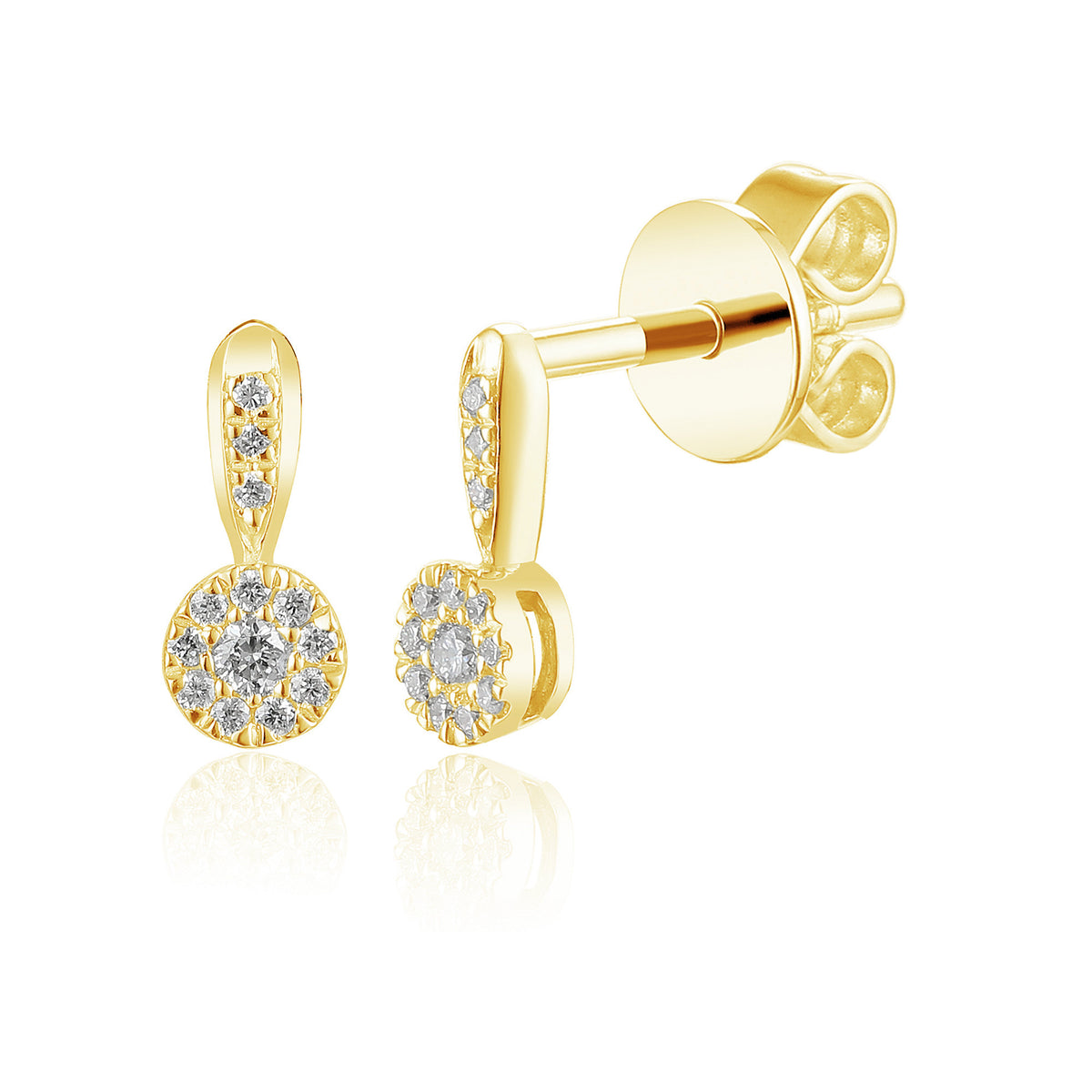 Pavé diamond circle drop earrings 0.10ct in 18k yellow gold