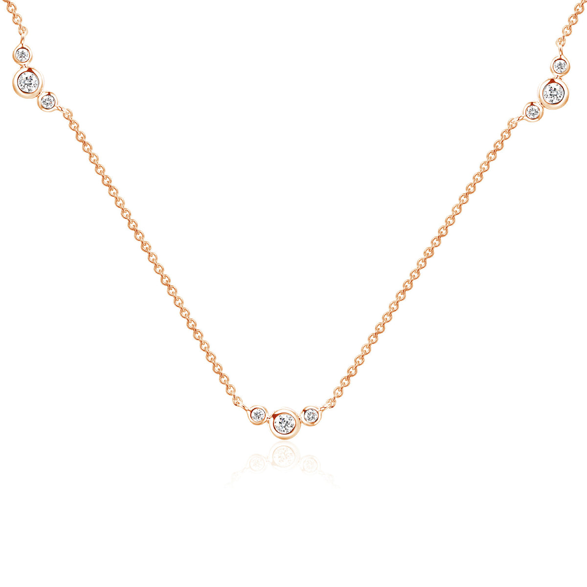 Rubover diamond by the yard necklace in 18k rose gold
