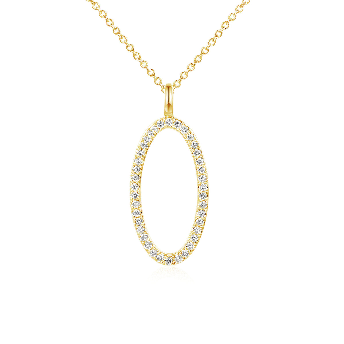 Micro set diamond circle pendant in 18k yellow gold