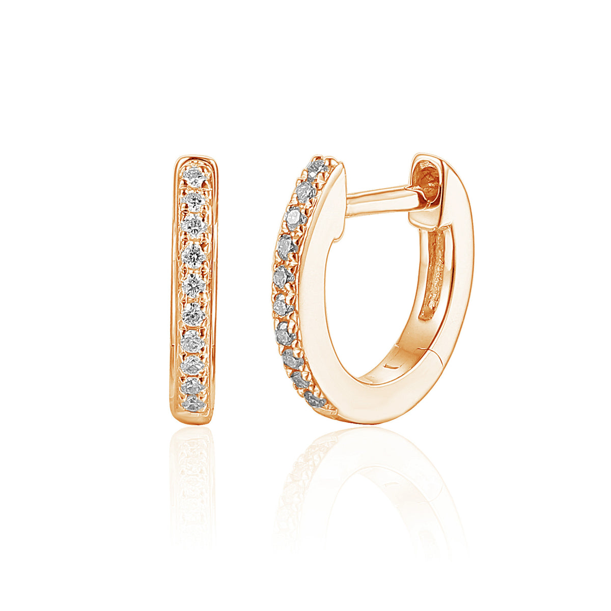Diamond huggie hoop earrings in 18k rose gold