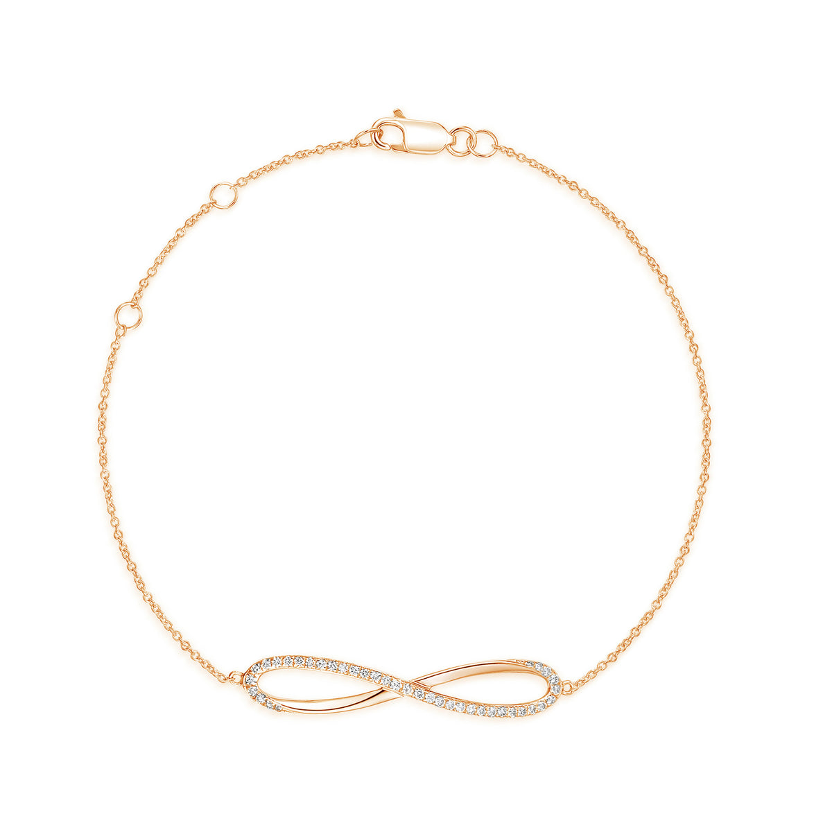 Diamond infinity bracelet in 18k rose gold