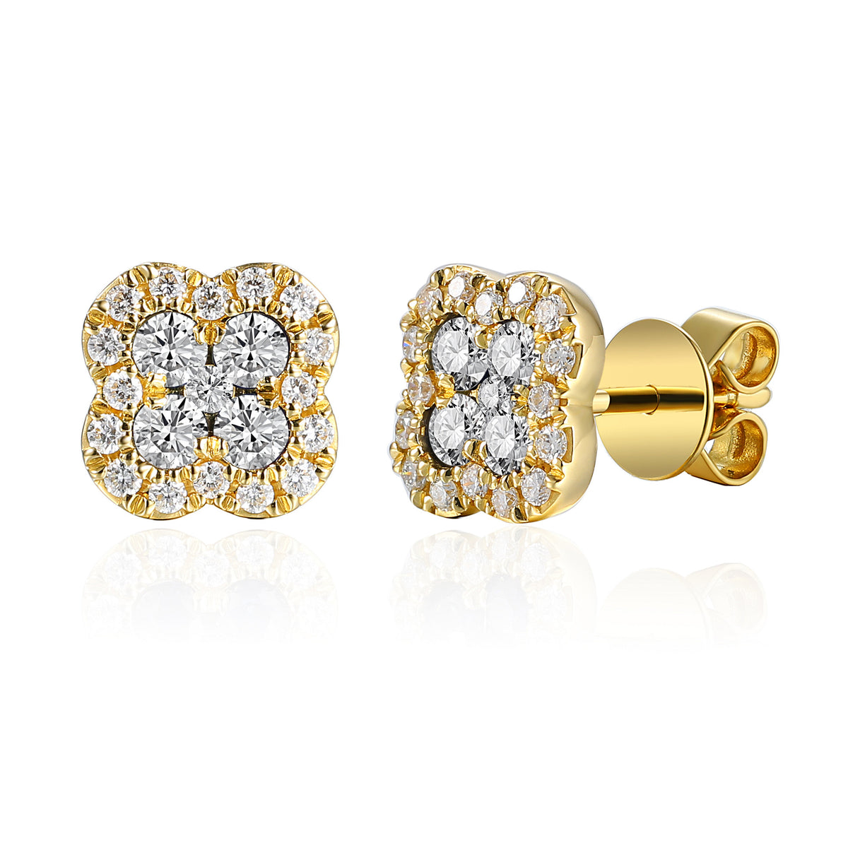 Diamond cluster earrings in 18k yellow gold
