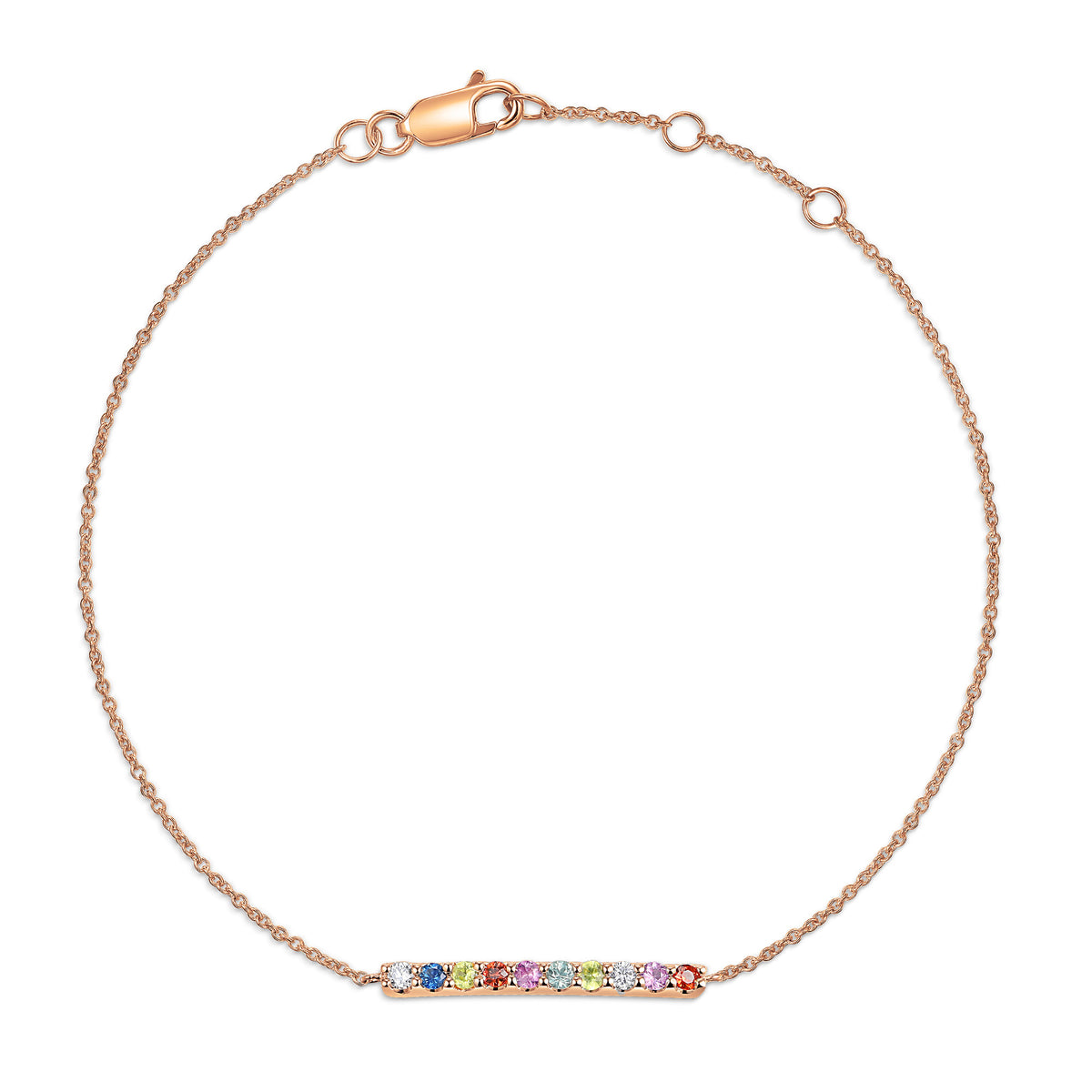 Rainbow sapphire and diamond bracelet in 18k rose gold