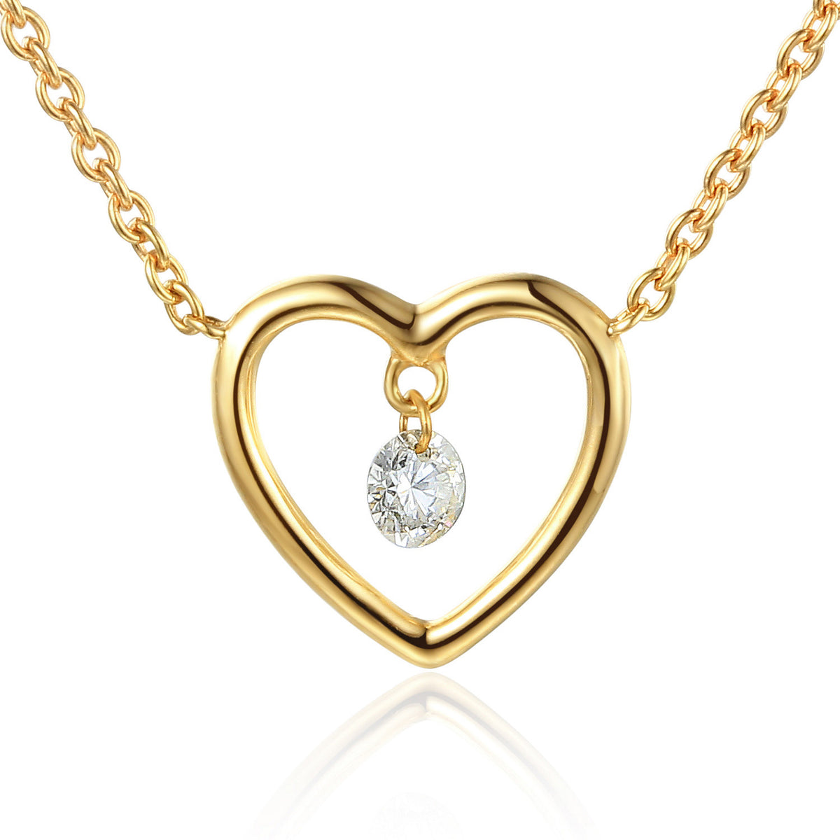 Diamond heart necklace in 18k yellow gold