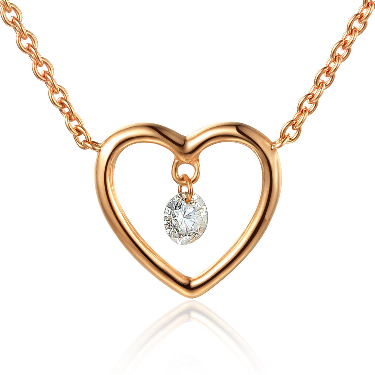 Diamond heart necklace in 18k rose gold