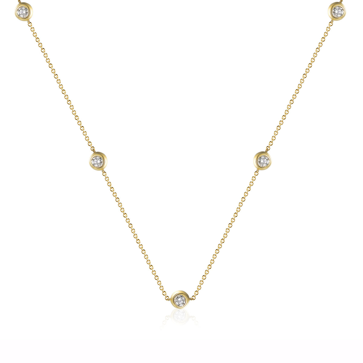 Rubover diamond by the yard necklace in 18k yellow gold