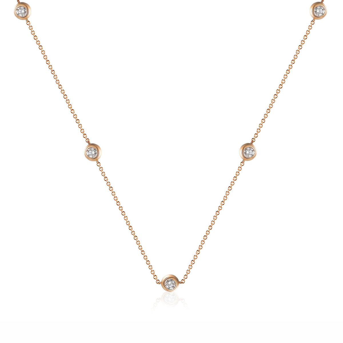 Rubover diamond by the yard necklace in 18k rose gold