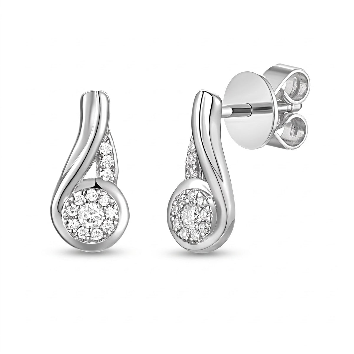 Micro set diamond drop earrings 0.10ct in 18k white gold