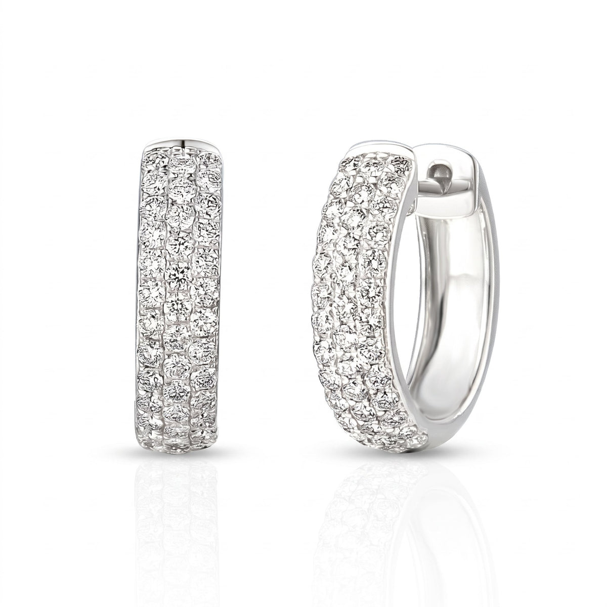 Micro set diamond hoop earrings 0.50ct in 18k white gold