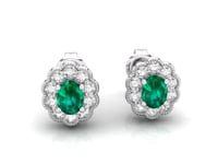 Video of oval emerald and diamond milgrain cluster earrings